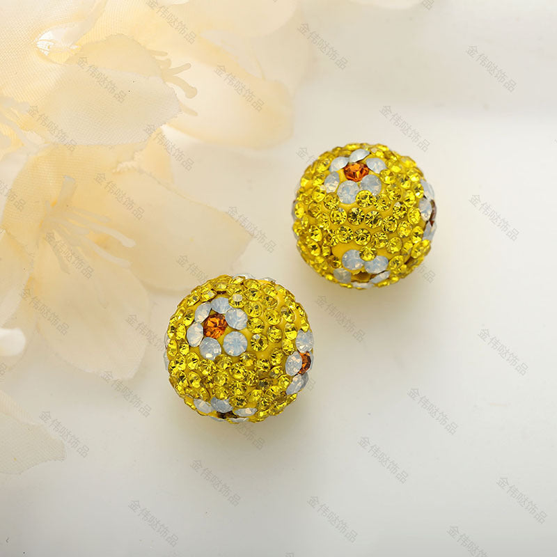 Wholesale 10pcs Full Drill Plum Blossom Soft Clay Drill Ball Straight Hole Beads